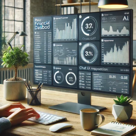 Here is a realistic image representing a financial dashboard integrated with AI, perfectly suited for your how-to article on creating a financial monitor with ChatGPT.