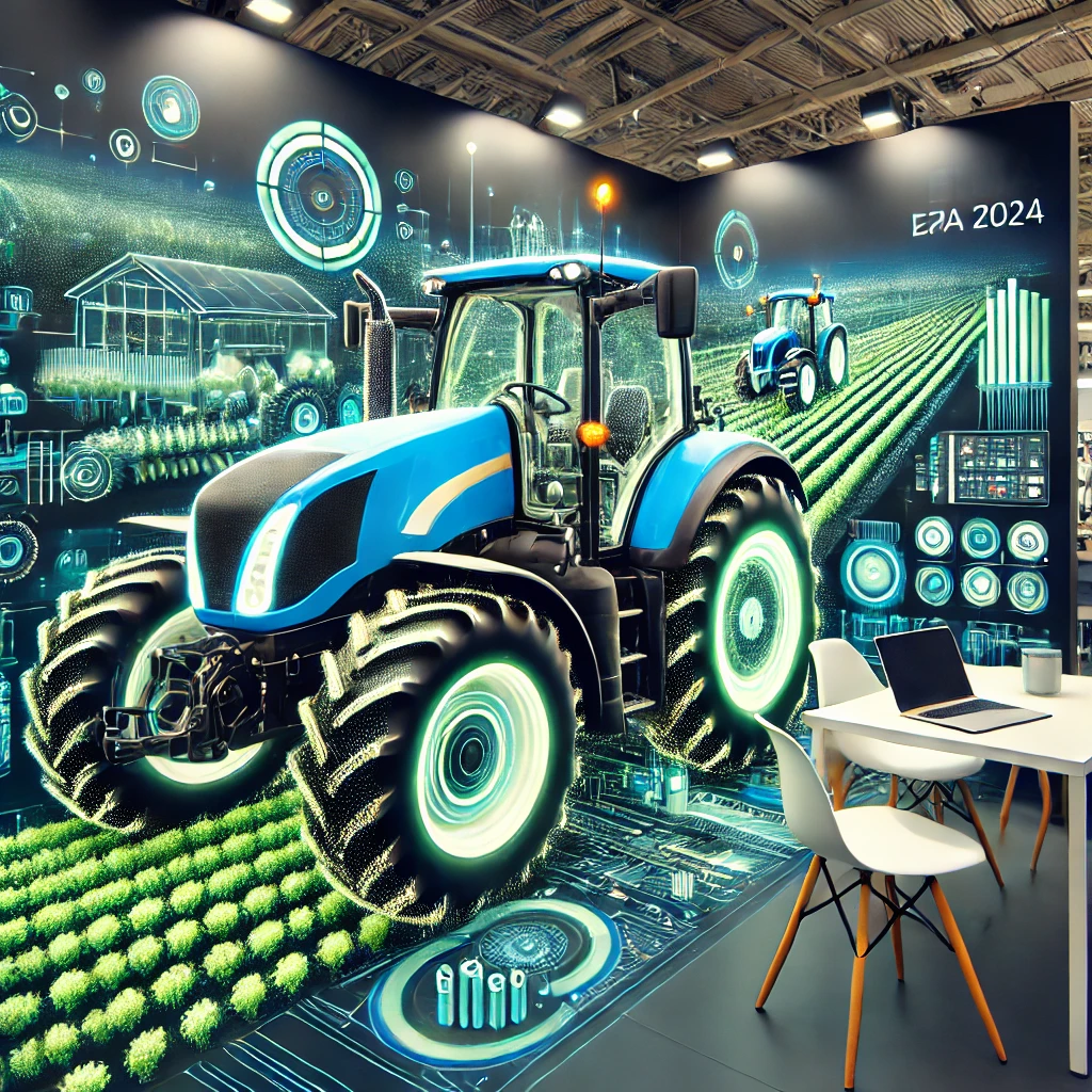 Modern tractors, self-propelled machines, and sustainable farming technologies showcased at EIMA 2024.